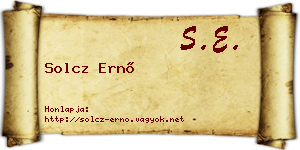 Solcz Ernő névjegykártya